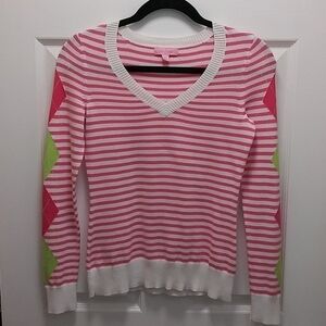 Lilly Pulitzer‎ Striped Sweater with Argyle Sleeves